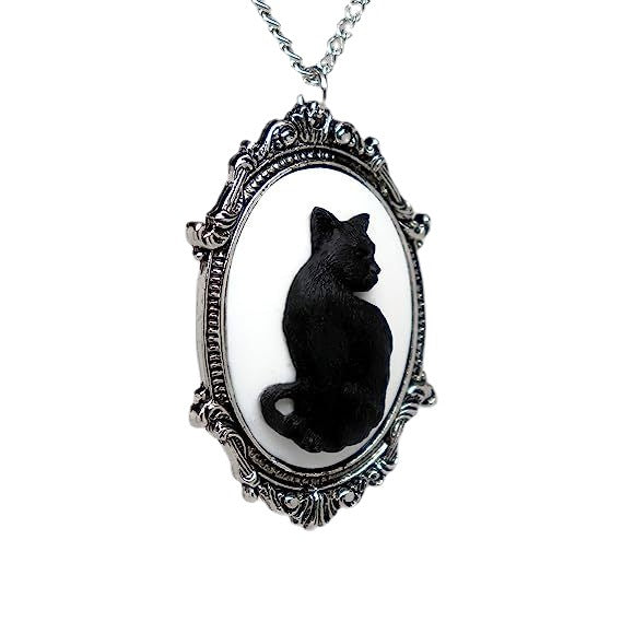Collares de aleación de aleación de gato negro gótico de metal al por mayor
